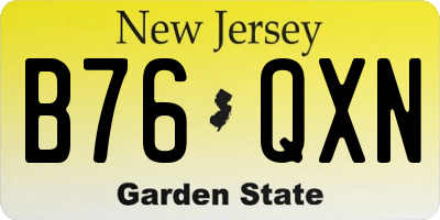 NJ license plate B76QXN
