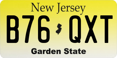 NJ license plate B76QXT