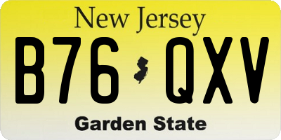 NJ license plate B76QXV