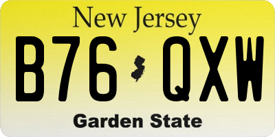 NJ license plate B76QXW