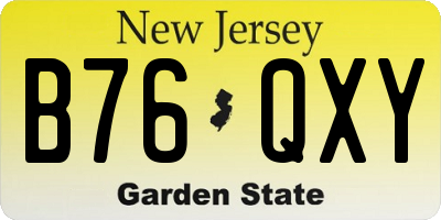 NJ license plate B76QXY