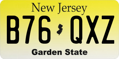 NJ license plate B76QXZ