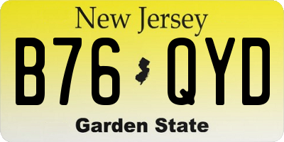 NJ license plate B76QYD