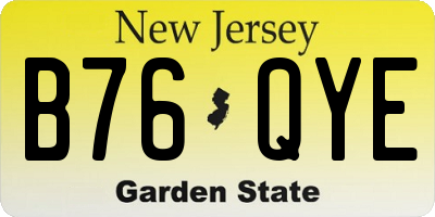 NJ license plate B76QYE