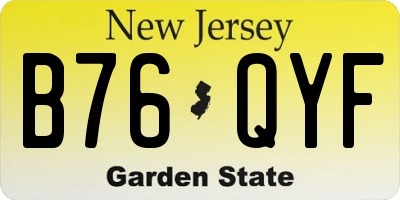 NJ license plate B76QYF