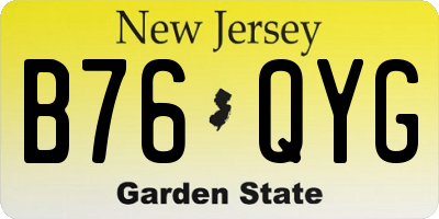 NJ license plate B76QYG