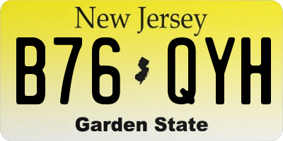 NJ license plate B76QYH