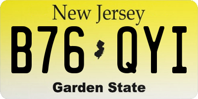 NJ license plate B76QYI