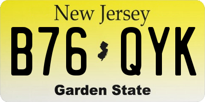 NJ license plate B76QYK