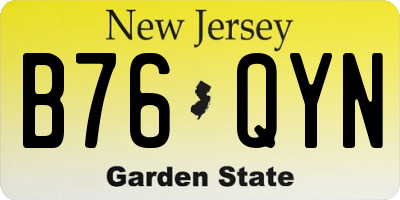 NJ license plate B76QYN