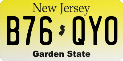 NJ license plate B76QYO