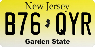 NJ license plate B76QYR
