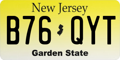 NJ license plate B76QYT