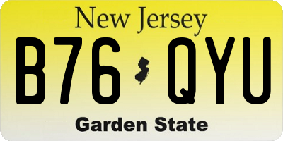 NJ license plate B76QYU
