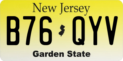 NJ license plate B76QYV