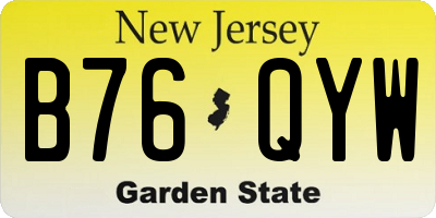 NJ license plate B76QYW