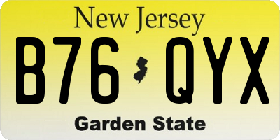 NJ license plate B76QYX