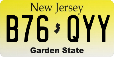 NJ license plate B76QYY