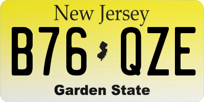 NJ license plate B76QZE