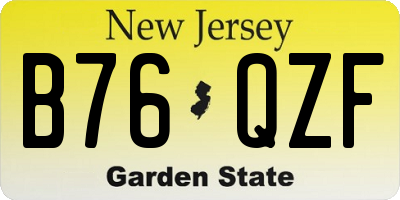 NJ license plate B76QZF
