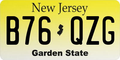 NJ license plate B76QZG