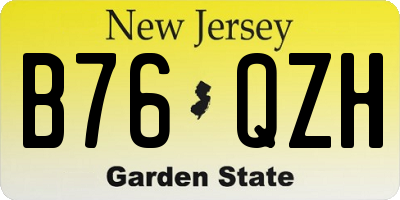 NJ license plate B76QZH