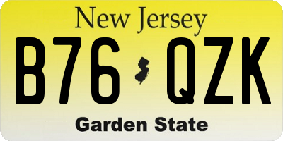 NJ license plate B76QZK
