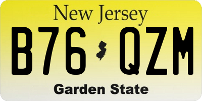 NJ license plate B76QZM