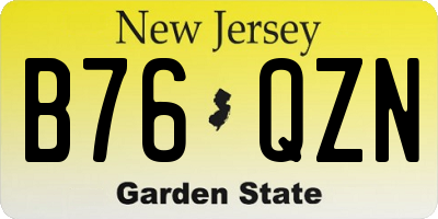 NJ license plate B76QZN