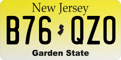 NJ license plate B76QZO