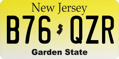 NJ license plate B76QZR