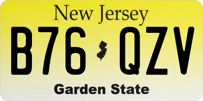NJ license plate B76QZV