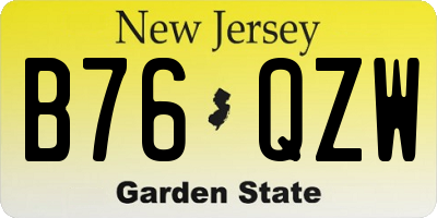 NJ license plate B76QZW