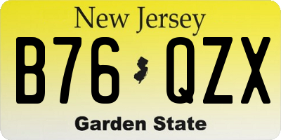 NJ license plate B76QZX