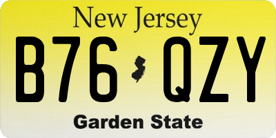 NJ license plate B76QZY