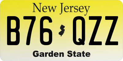 NJ license plate B76QZZ