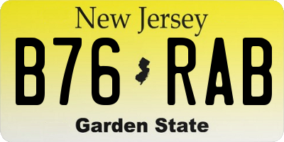 NJ license plate B76RAB