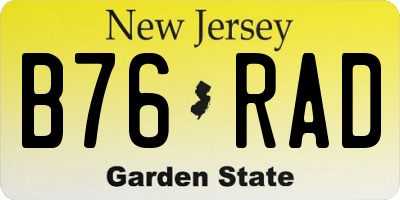 NJ license plate B76RAD