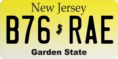 NJ license plate B76RAE