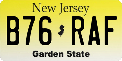 NJ license plate B76RAF
