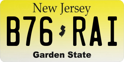 NJ license plate B76RAI
