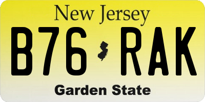 NJ license plate B76RAK