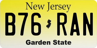 NJ license plate B76RAN