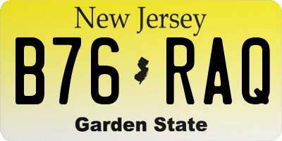 NJ license plate B76RAQ