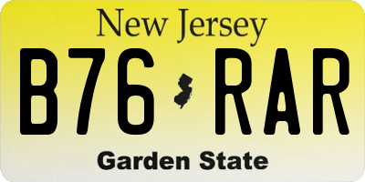 NJ license plate B76RAR
