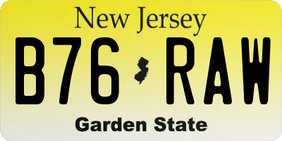 NJ license plate B76RAW
