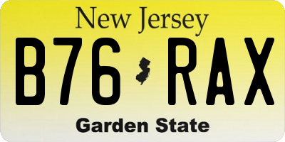 NJ license plate B76RAX