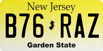 NJ license plate B76RAZ