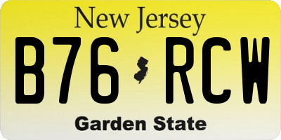 NJ license plate B76RCW