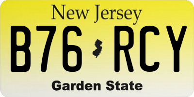 NJ license plate B76RCY